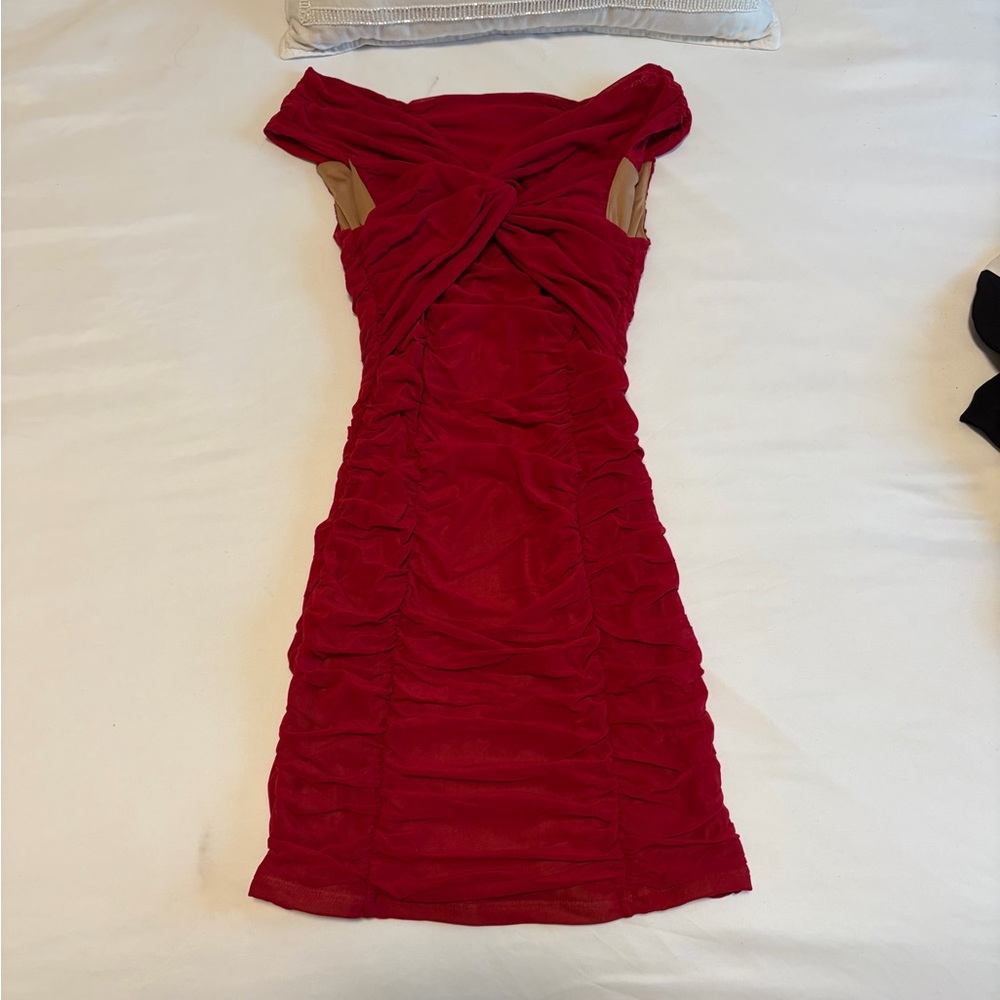 MAJORELLE Scarlet Ruched Mini Dress